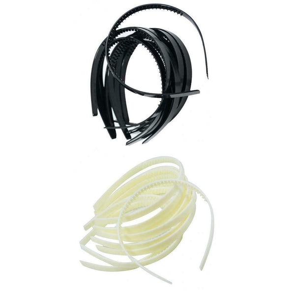 20pcs 10mm Black&White Plastic Alice Hair Bands Headbands DIY Hair Headwear