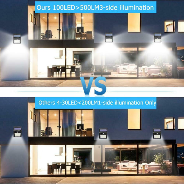 3pcs 100LED Solar Power Motion Sensor Wall Light Outdoor Garden Yard Lamp A#S
