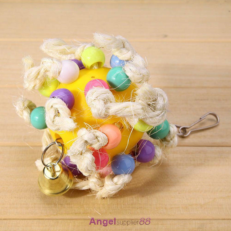 Bird Parrot Cage Hanging Swing Chew Toys Cockatiel Budgie Colorful Ball Perches