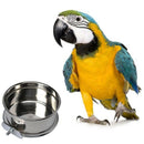 2-Pack Bird Parrot Feeding Cups with Clamp Stainless Steel Food Water Bowls J1N9