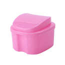 Dental False Teeth Storage Box with Hanging Net Container Organizer (Pink)