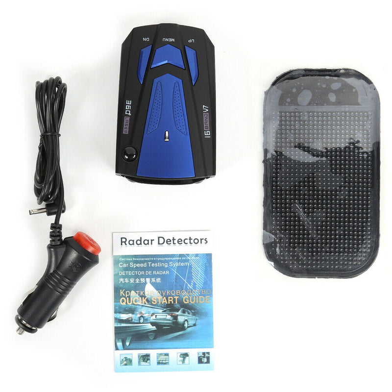 V7 2020 Car Radar Detector English Russian Human Voice Speed Warning (Blue)