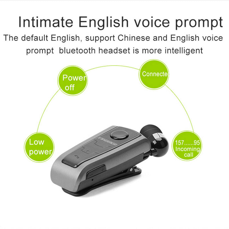 Bluetooth Headset Headphone Clip-on Earphone Sport Universal Earpiece Black