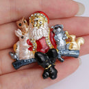 Crystal Santa Claus Animal Pin Brooch Clothes Lapel Badges Christmas Gift A