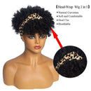 Curly Puff Turban Wig Synthetic Headband Wig Wrap For Lady T4D2