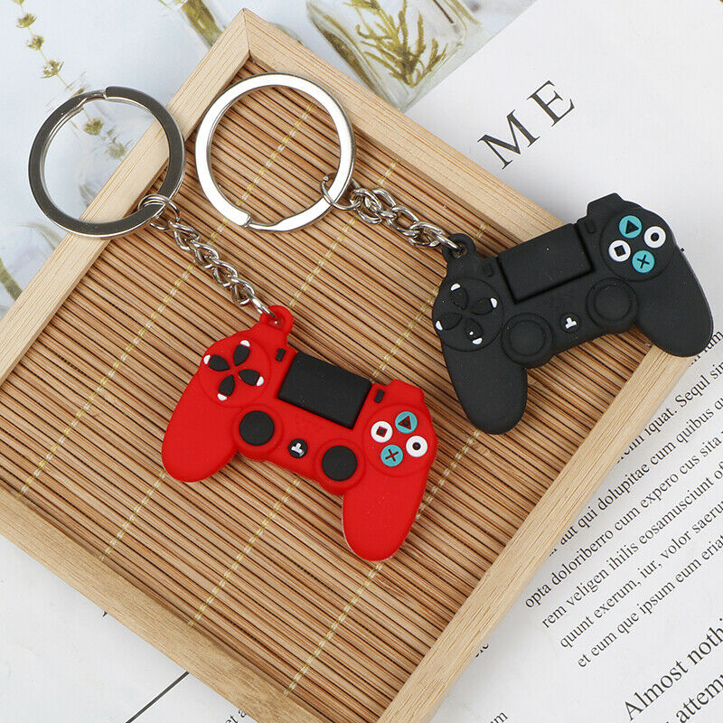 2Pcs Red+Black Simulation Game Keychain Pendan For Bag Keyring Couple Key Ch_kz