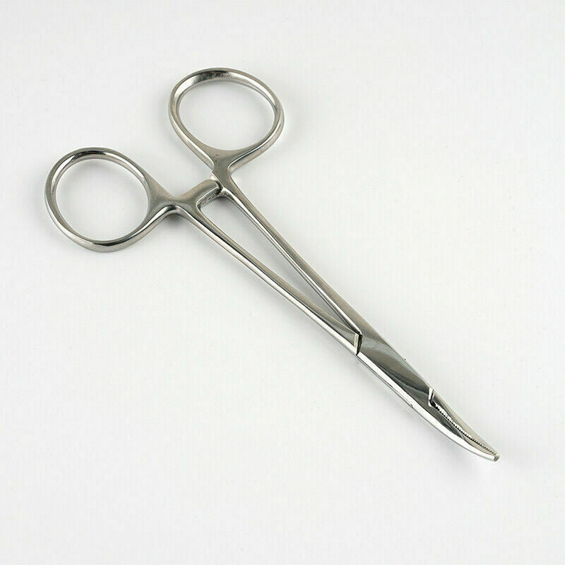 5" inch Curved Fishing Forceps Stainless Hemostat Locking Clamps Carp V9J5