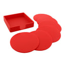 7pcs Silicone Simple Slice Coasters for Hot Beverages and Cold Drinks,Red