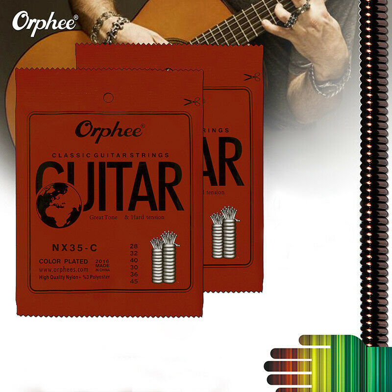 Orphee 6pcs/set NX35-C Full Set Black Nylon Classical Guitar Strings Hard T