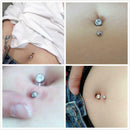 12pcs Europe And America Double Diamond Stainless Steel Belly Nail Button Rings