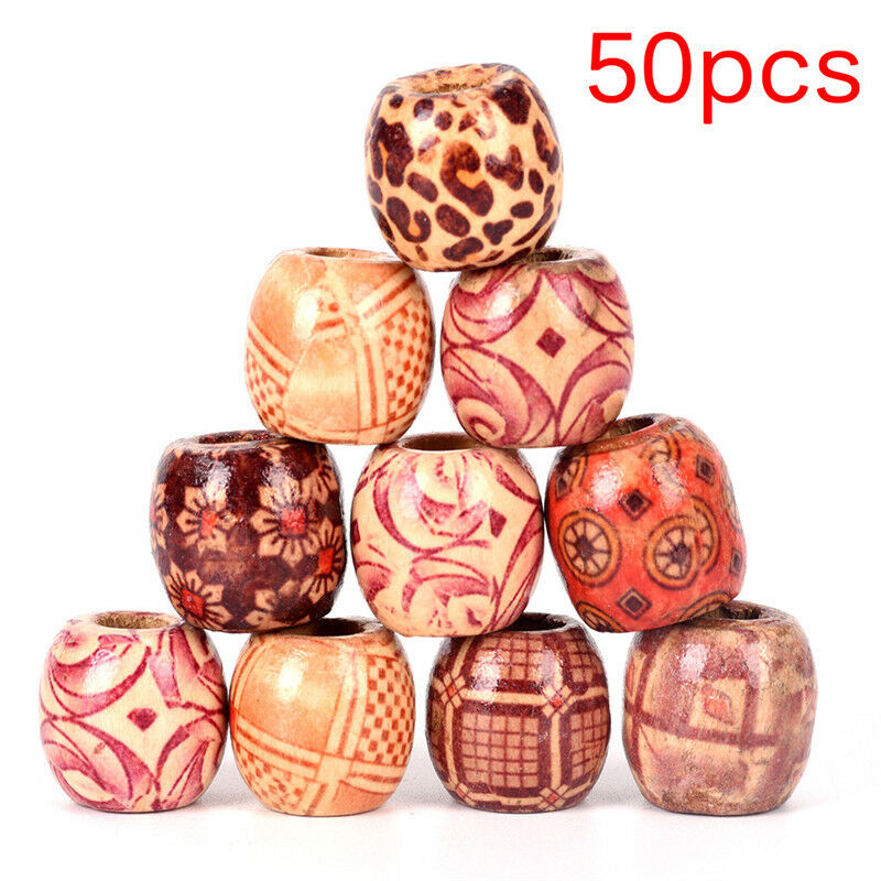 50PCS Dreadlock Hair Beads Dread Beads Hair Braid Pins Rings DIY Cuff Jewelry -Q