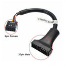 USB 3.0 20Pin Male to Motherboard USB 2.0 9Pin Female Converter Cable Adapter^