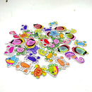 100x Fish Crab Animals Wooden Buttons for DIY Sewing Clothing Decoration