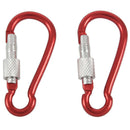 2Pcs Aluminum Climbing Screw Locking Snap Carabiner Hook Keychain Red P1K9