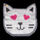 Cute Reversible Sequin Patches Cat Patches Sew On Embroidered Appliques DIY