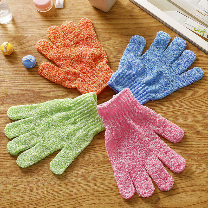 1 Pair Shower Bath Gloves Exfoliating Wash Skin Spa Massage Scrub Body Scrubber