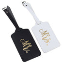 2Pcs Mr. and Mrs. Luggage Tags with Lanyard, Durable Leather ID Labels Bag fS2K4