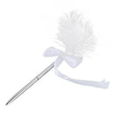 Bowknot Wedding Signing Pen White Ostrich Feather Pen with Diamante