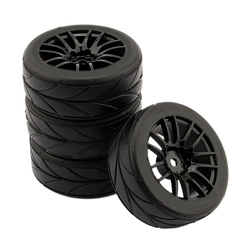 4Pcs 1/10 Rubber Tire Rc Racing Car Tires On Road Wheel Rim Fit For Hsp Hpi P8A2