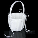 Double Heart Wedding Flower Girl Basket Rhinestone Decor White K6E2