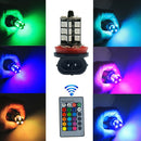 H11 H9 H8 5050 LED 27SMD RGB Car Headlight Fog Light Lamps Bulb & Remote Control