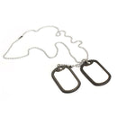 Dual Plates Pendant Necklace Man Sweater Chain Military Army Style Metallic A