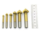 6PCS Titanium Coated 90Degree Chamfer Countersink Drill Bit Grinding ChamfeS Ew