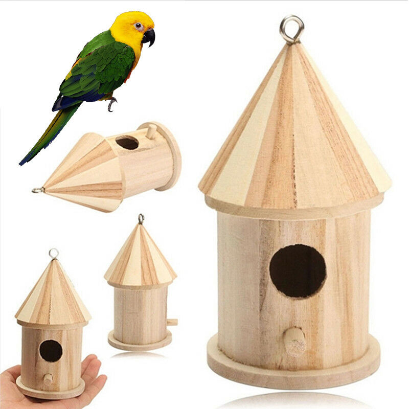 Wooden Bird House Birdhouse Hanging Nest Nesting Box For Garden  Hot