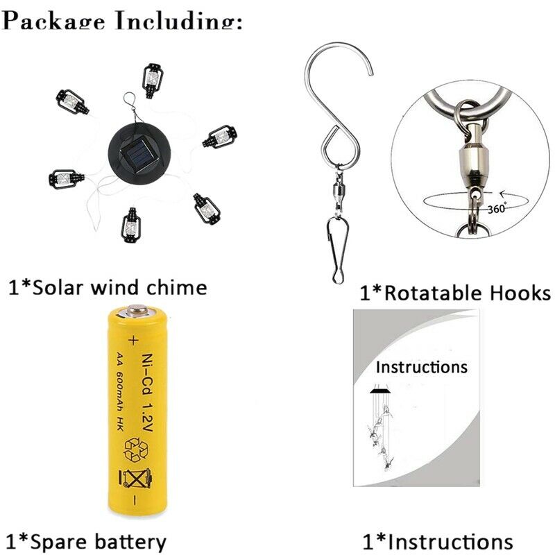 Changing Solar Powered Lanterns Wind Chime Wind Mobile LED Light, Gzero Spi F5J2