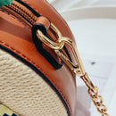 Women's straw bag Crossbody bag Woven bag Summer leisure bag Small round sinL7A5