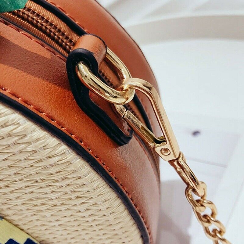 Women's straw bag Crossbody bag Woven bag Summer leisure bag Small round sinL7A5