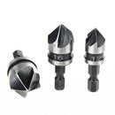 3PC1/4 Hex 5Flute 12-19mm Countersink Drill Bit for Wood Metal Quick Change