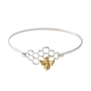 Fashion Women Geometric Honeycomb Bangle Bee Pendant Charm Bracelet Jewelry
