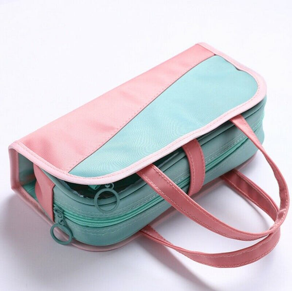 Creative Pencil Case 2 in 1 Pencil Bags Transparent Pvc Pen Box Beauty Case X7F5