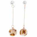Fashion Plush Ball Personality Round Long Tassel Alloy+Rhineston Earring Je