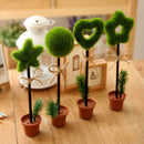 Novelty Green Grass Flower Pot Ball Point Ballpoint Pens Stationery Writing Kit