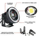 2x 2.5'' 15W Car White COB LED Projector Angel Eyes Blue Ring DRL Fog Light L Ew