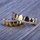 Crystal Rhinestone Teeth Grills Caps with 6 Top and 6 Bottom Grill Set Hip Hop