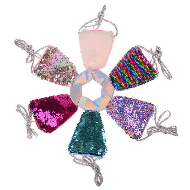 Girls kids mermaid tail crossbody bags coin purse wallet card holder storageOZ