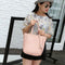 4pcs/set Litchi Leather Tassel Women Tote Shoulder Handbag Card Bags (Pink)