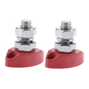 2pcs Power Single Stud 8mm - Insulated Terminal Post Stainless Steel Marine Red