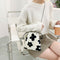Women Plush Shoulder Crossbody Bag Mini Drawstring Clutch (Flower Printed)