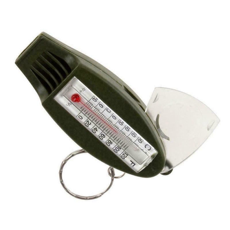 4 IN1 Compass Thermometer Whistle Magnifier Versatile Travel green With Key