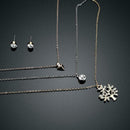 Fashion Tree Pendant Rhinestone Chain Necklace Earrings Set Women Jewelry