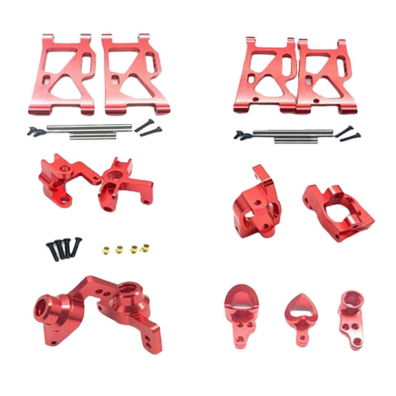 6 Pieces 1:14 RC Car Truck Parts Steering Hub Kit Fits WLtoys 144001 Car Red