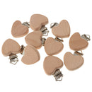 10pcs Beech Wooden Baby Pacifier Soother Holders Heart-Shaped Teething Toys