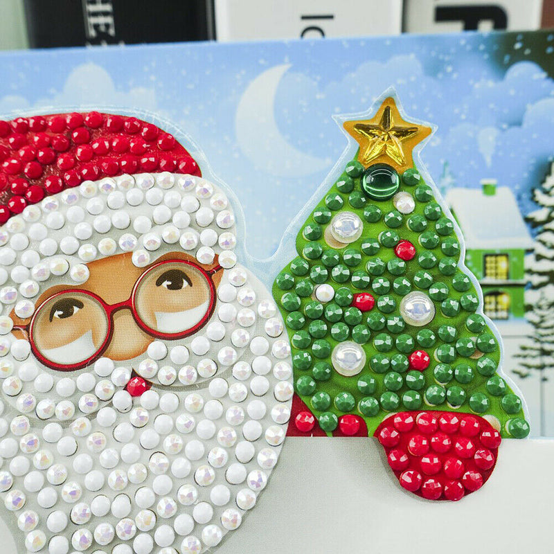 Santa Claus 5D DIY Special Shape Part Drill Diamond Greeting Card (HK204)