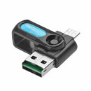 2 in 1 USB OTG Card Reader Micro USB OTG TF SD Card Reader Adapter (Blue)