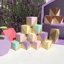 Wooden Cubes, 10 Pieces Natural Square Wooden Blocks Unfinished Craft, Wooden