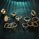 13pcs/set Rhinestone Letter Ring Women Geometric Knuckle Rings Jewelry Gift